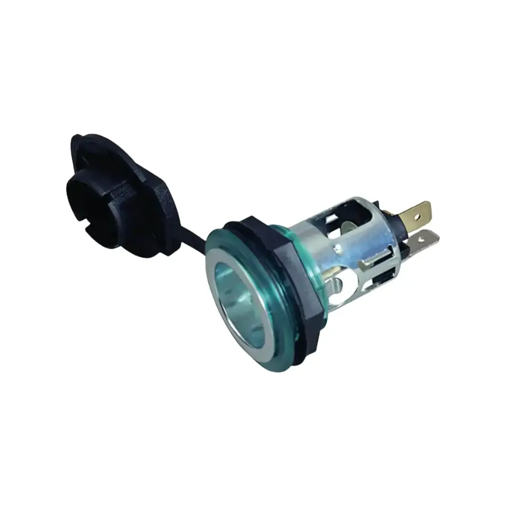 12V POWER SOCKET WITH THREAD - GREEN