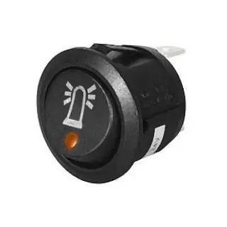 Amber LED Round Rocker Switch with Beacon Symbol - 12/24V