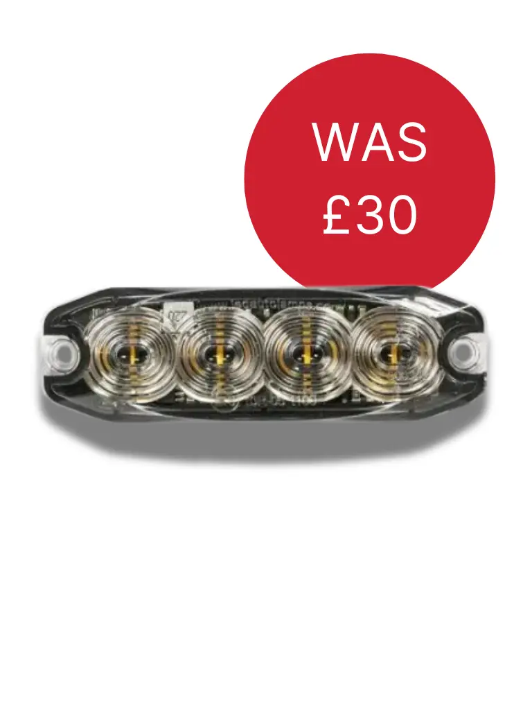 R65 Low Profile 4 LED Amber Warning Lamp
