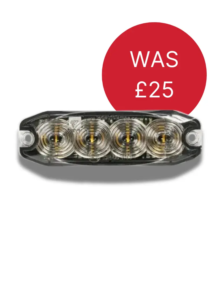R65 Low Profile 4 LED White Warning Lamp