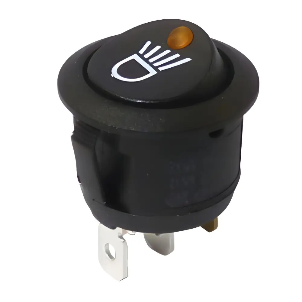 Amber LED Round Rocker Switch with Work Light Symbol- 12/24V