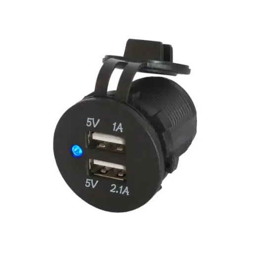 Waterproof Dual Port USB Socket (12V / 24V Compatible)