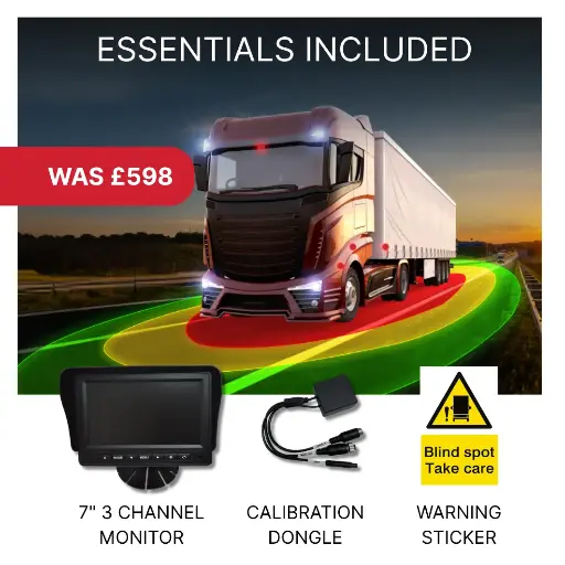 [DVS-2-2] PSS AI Sensor and Camera System with 7" AHD Dash Monitor, Calibration dongle and “Blind Spot Take Care” Sticker
