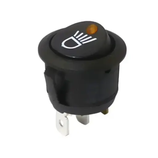[D-CON-23972] Amber LED Round Rocker Switch with Work Light Symbol- 12/24V